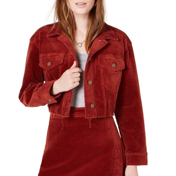 T.D.C. Topson Oversized Cropped Corduroy Jacket  Size Large Fired Brick - Picture 1 of 6